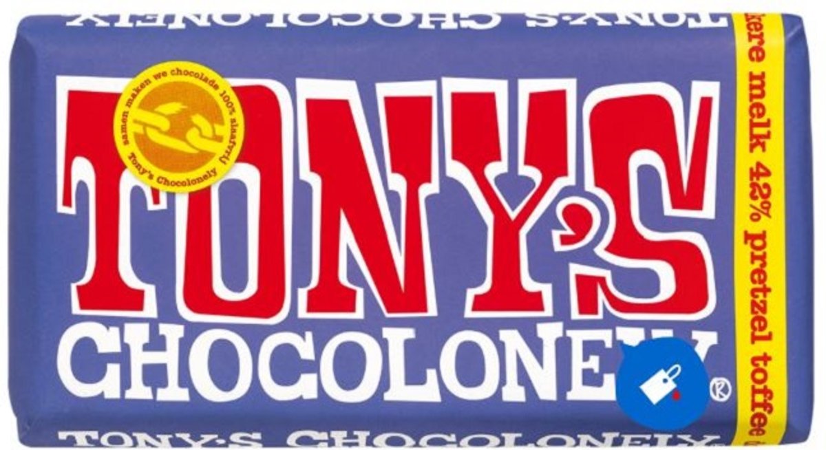 Tonys chocolonely reep donkere Melk Pretzel Toffee - 15 x 180 gram